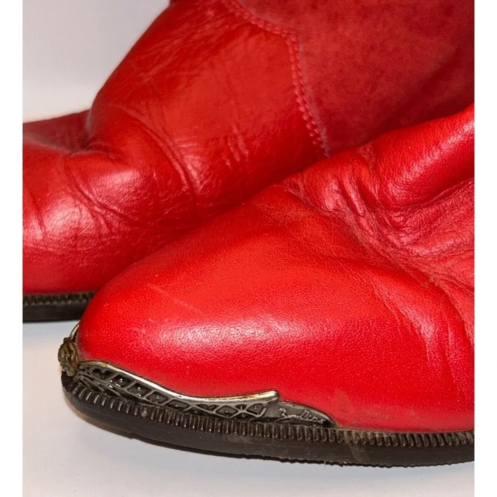 ZODIAC Vintage 80s Lauper Red Leather Slouchy Cowboy Boots Womens 6.5 Charm‎